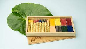 Bastón y Bloques de Cera de Abeja en Caja de Bambú 8 x 8 - colores surtidas - Imagen 4